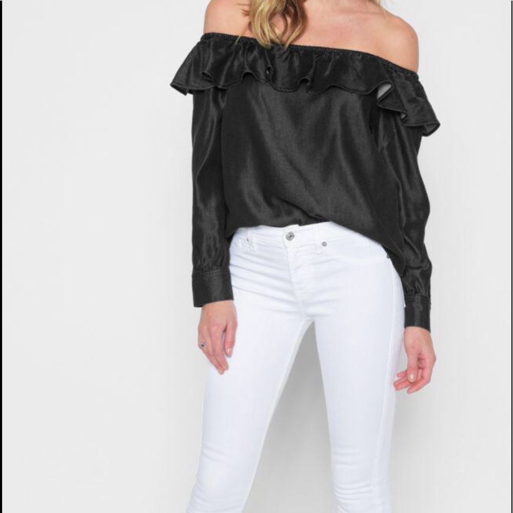 7 for All Mankind Off Shoulder Top Black S